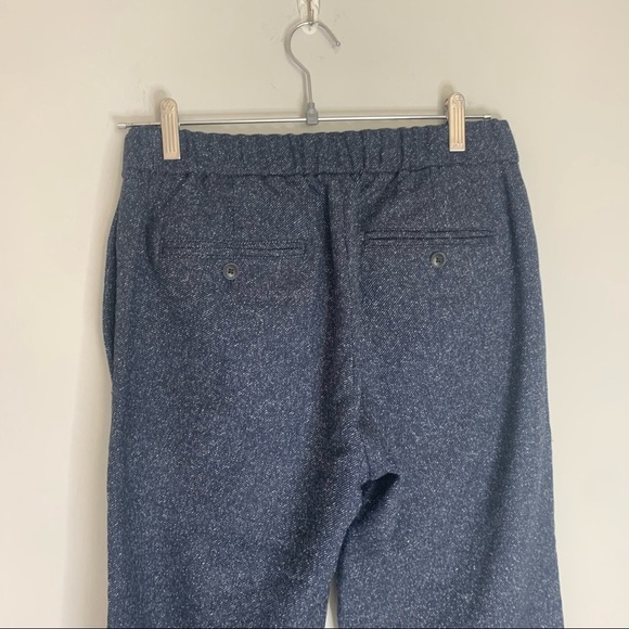 Club Monaco Navy Blue Speckled Wool Silk Blend Tapered Jogger Trousers - Picture 6 of 10